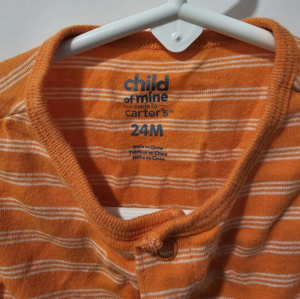 24M Carter's Orange Striped Snap Onesie for Playful‎ Comfort Surfboard Summer